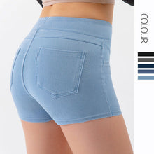 Load image into Gallery viewer, Denim-Look High-Waist Hip-Lifting Yoga Shorts – Slimming Tummy Control Fitness Shorts
