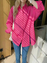 Load image into Gallery viewer, Women's Solid Color Drop Shoulder Button Side Slit Shirt
