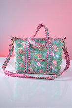 Load image into Gallery viewer, SC - ETA 2/20 - Paige Teal and Pink Floral Duffel Bag
