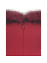 Load image into Gallery viewer, Nalia Crimson Fur Trimmed Sweetheart Mini Dress
