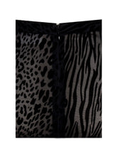 Load image into Gallery viewer, Halia Black Animal Print Burnout Velvet Fur Trim Skirt
