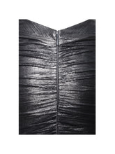 Load image into Gallery viewer, Abril Ruched Silver Glitter Backless Gown
