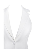 Load image into Gallery viewer, Reyna White Backless Pleated Mini Blazer Dress
