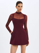Load image into Gallery viewer, Natasha Burgundy Faux Two-Piece Turtleneck Mini Dress
