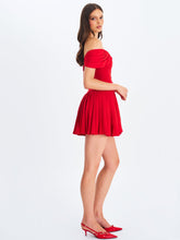 Load image into Gallery viewer, Narelle Crimson Off-Shoulder Sweetheart Drop Waist Mini Dress

