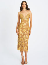 Load image into Gallery viewer, Edie Gold Beaded Sequin Midi Pencil Dress
