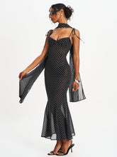 Load image into Gallery viewer, Yadira Black Base Polka Dot Chiffon Maxi Dress
