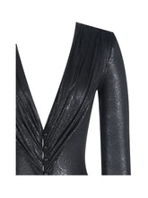 Load image into Gallery viewer, Ilysia Black V-Neck Plunge Snakeskin Mermaid Hem Maxi Dress
