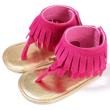 Load image into Gallery viewer, Baby Summer Newborn 0-18M Infant Baby Girls Children's Sandals Summer New Retro Tassel Flannel Baby  Shoes Solid Non-slip
