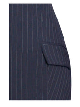 Load image into Gallery viewer, Tahlia Deep V Pinstripes Navy Blue Blazer Dress with scarf collar
