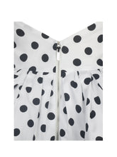 Load image into Gallery viewer, Ilene White and Black Polka Dot Bubble Hem Halter Top
