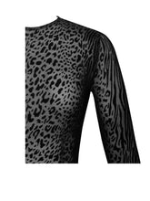 Load image into Gallery viewer, Waylynn Black Animal Print Burnout Velvet Detail Mesh Backless Maxi Dress
