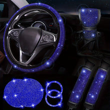 Load image into Gallery viewer, Diamond Set Leather Steering Wheel Cover Rhinestones Steering Wheel Cover With Crystal Breathable Anti-Slip Steering Wheel Protector Diamond Sparkling Car Steering Wheel Protector Vehicle Car Bling Steering Wheel Cover for Women Girls
