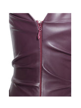 Load image into Gallery viewer, Sabina Purple Leather Slash Neck Midi Dress

