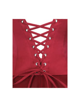 Load image into Gallery viewer, Giselle Crimson Peplum Mermaid Gown with Chiffon Scarf
