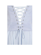 Load image into Gallery viewer, Qianna Baby Blue Peplum Top Drop Waist Chiffon Gown
