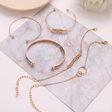 Load image into Gallery viewer, Luxury Modern Gold Crystal Elegant Woman and Lady Brecelets in Sets of  5Pcs/sett for Women Punk Boho Beach Bangle Jewelry Gift
