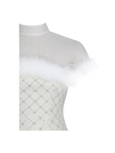 Load image into Gallery viewer, Taylor Ivory Fur Trimmed Beaded Bouclé Mini Dress
