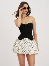 Load image into Gallery viewer, Dahliana Polka Dot Bubble Hem Corset Mini Dress
