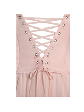 Load image into Gallery viewer, Qianna Baby Pink Peplum Top Drop Waist Chiffon Gown
