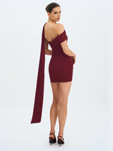 Load image into Gallery viewer, Ovelia Crimson Satin Ribbon Strapless Mini Dress
