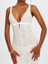 Load image into Gallery viewer, Adelaide White Beaded Sequin Net Bodycon Gown
