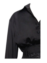 Load image into Gallery viewer, Jamila Black Shirt Mini Dress with Embroidered Waist Detail
