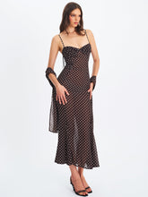 Load image into Gallery viewer, Yadira Brown Base Polka Dot Chiffon Maxi Dress
