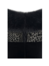 Load image into Gallery viewer, Alexis Black Velvet Animal Print Fur Boatneck Maxi Dress
