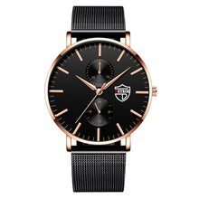 Load image into Gallery viewer, Black 3Bar Watch Men Women'S Watches Ladies Watch With Crystals  Fashion Stainless Steel Band Comfortable Wristwatch
