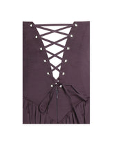 Load image into Gallery viewer, Oakleigh Blackberry Purple Cotton Lace-up Back Midi Dress
