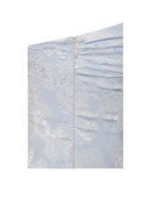 Load image into Gallery viewer, Xatia Baby Blue Jacquard Textured High Slit Maxi Dress
