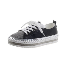 Load image into Gallery viewer, Womens Leopard Sneakers Women Canvas Shoes Leisure Lace-Up Sneakers Rhinestone Shiny Flat Charming Shoes Platform Leisure Low Sneakers
