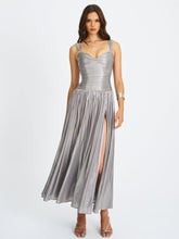 Load image into Gallery viewer, Palmer Silver Glitter Drop Waist Maxi Dress
