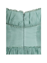 Load image into Gallery viewer, Xavy Teal Green Off Shoulder Corset Midi Dress
