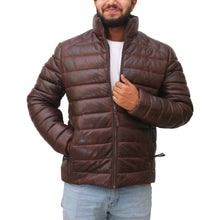 Load image into Gallery viewer, Men's Leather Puffer Down Jacket
