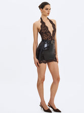 Load image into Gallery viewer, Faris Mahogany Plunging Halter Belted Mini Dress
