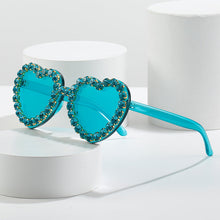 Load image into Gallery viewer, Peach Heart Rhinestone Sunglasses – Y2K INS Style
