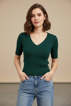 Load image into Gallery viewer, Solid Color Ice Silk Knit Top for Women – Slim-Fit Short Sleeve Elegant Commuter Top
