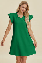 Load image into Gallery viewer, Double Take Full Size Ruffled V-Neck Cap Sleeve Dress – Ruffled V-Neck Dress, Cap Sleeve Dress, Elegant Ruffled Dress, Flattering V-Neck Dress, Stylish Full-Size Dress, Comfortable Ruffle Dress, Chic Cap Sleeve Dress
