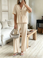 Load image into Gallery viewer, Women's V-Neck Loose Short-Sleeve Top &amp; Wide-Leg Pants Set
