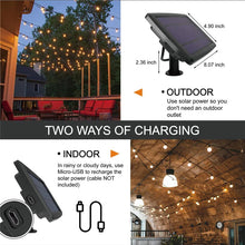Load image into Gallery viewer, 🌞 25ft Solar-Powered Outdoor String Lights with Remote – Warm LED Ambiance for Patio, Garden, Backyard &amp; Events | Eco-Friendly &amp; Weatherproof
