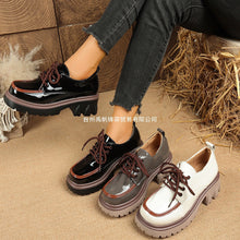 Load image into Gallery viewer, Women's Lace-Up Chunky Heel Shoes – Height-Increasing Vintage Round Toe
