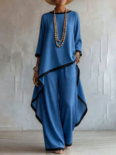 Load image into Gallery viewer, Women's Asymmetric Linen Tunic &amp; Wide-Leg Pants Set
