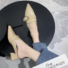 Load image into Gallery viewer, Women's Retro Pointed Toe Mid-Heel Closed-Toe Mules
