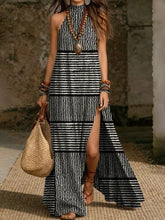 Load image into Gallery viewer, Women's Printed Halterneck Split Maxi Dress – Loose Fit Sleeveless
