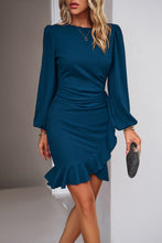 Load image into Gallery viewer, Elegant Black Ruffled Balloon Sleeve Mini Dress Luxury &amp; Playful Statement Piece Simple Dress
