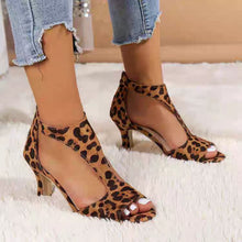Load image into Gallery viewer, Women’s Peep Toe Zipper Heel Shoes | Suede High Heel Sandals
