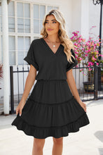 Load image into Gallery viewer, Short Sleeve Tiered Mini Dress Feminine &amp; Flowy Modern Women Summer Dress
