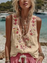 Load image into Gallery viewer, Women's Botanical Floral Print V-Neck Tank Top – 3D Digital Print
